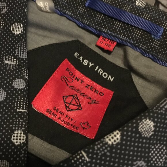 Point Zero Luxury Easy Iron Pixel Dot Semi Fit Button Down Dress Shirt - Picture 13 of 14